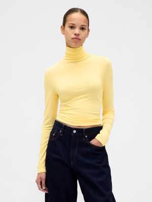 Gap Kadın Sarı Featherweight Turtleneck T-Shirt