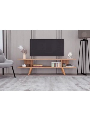 Vivense Eko Tv Sehpası, Ahşap Ayaklı, Atlantik Çam 160 cm