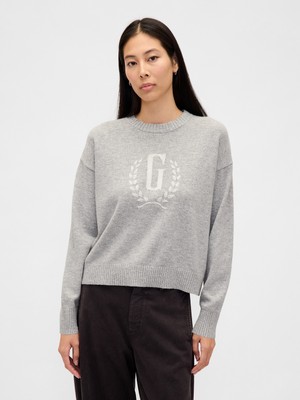 Gap Kadın Gri Gap Logo Intarsia Kazak