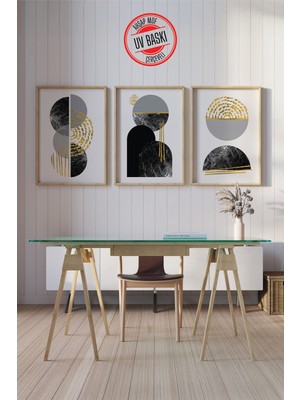 Giftcrea Dekoratif 3’lü Ahşap Tablo Seti | Uv Baskı Çerçeveli Duvar Tablosu V17