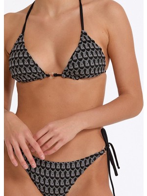 Argento Kadın Siyah Çıkarılabilir Ince Kaplı Boyundan Bağlamalı Üçgen Bikini Takımı