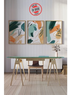 Giftcrea Dekoratif 3’lü Ahşap Tablo Seti | Uv Baskı Çerçeveli Duvar Tablosu V26