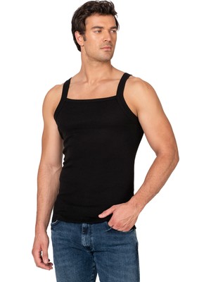 Özkan Underwear Özkan 12458 Erkek %100 Pamuklu Kare Yaka Ince Askılı Ribana Esnek Rahat Atlet