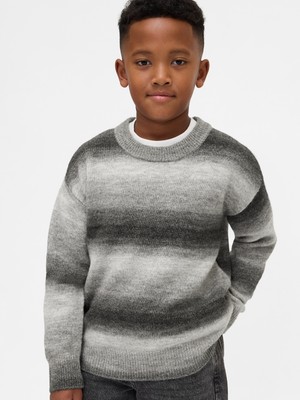 Gap Erkek Çocuk Gri Space-Dye Relaxed Bisiklet Yaka Kazak