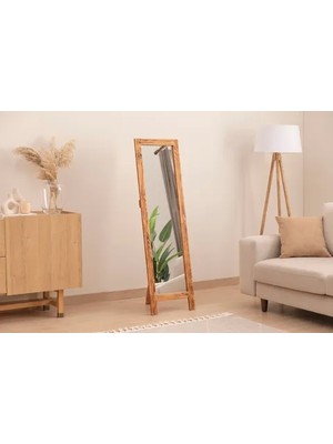Vivense Dfn Wood Doğal Ahşap Dekoratif Ayaklı Boy Aynası, 140X40