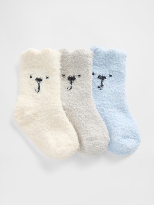 Gap Bebek Açık Mavi Cozy Ayı Çorap (3’lü)