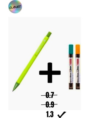 Glanart 1.3 mm Uçlu Kalem ve 2 Paket 1.3  mm Uç Seti Mikro