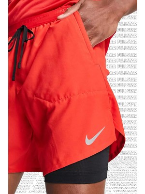 Nike Stride 7inch Run Shorts 2 In 1 Taytlı Fermuar Cepli Koşu Şortu Kırmızı