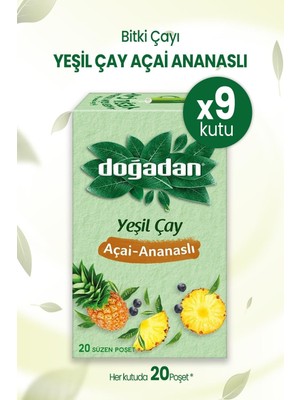Skygo Yeşil Çay Açai Ananaslı Bardak Poşet Çay x 9 Adet