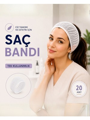 White Guard Tek Kullanımlık Kozmetik Saç Bandı , Beyaz , Lastikli , Nonwoven ,20 Gsm