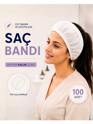 White Guard Limited Edition Tek Kullanımlık Kozmetik Saç Bandı , Beyaz , Lastikli , 50 Gsm , Nonwoven