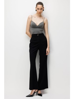 Moda İlgi Moda Ilgi Kadın Krep Kumaş Ispanyol Paça Pantolon 5025 Siyah