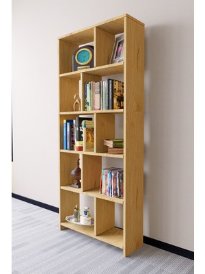 Mirobi Cordoba 5 Raflı 10 Bölmeli Kitaplık Dekoratif Modern Kitaplık, Çam