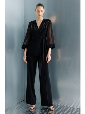 Moda İlgi Moda Ilgi Kadın Ispanyol Paça Dokuma Pantolon 5019 Siyah