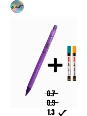 Glanart 1.3 mm Uçlu Kalem ve 2 Paket 1.3  mm Uç Seti Mikro
