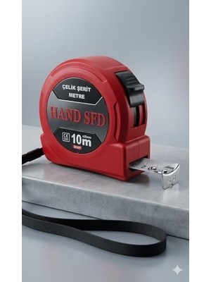 Skygo Hand Sfd Çelik Şerit Metre, 10M x 25MM, Sarı, Mavi ve Kırmızı Renk Seçenekleri, Ölçüm Aleti (Kırmızı)