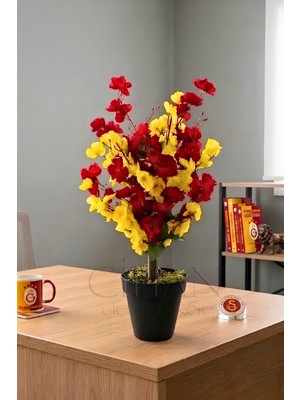 Cihan Çiçekçilik Sarı Kırmızı Yapay Bahar Dalı Ağacı 60 cm - Taraftara Özel Galatasaray Renkleri