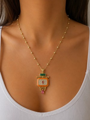 Girift Vintage Aroa Turuncu Gold Kolye