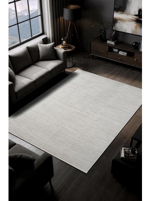 Karmen Halı Fabay CT028A Gri Halı Modern Desenli Pamuk Taban Salon Halısı Yatak Odası Koridor