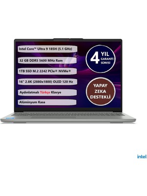 Lenovo Ideapad Slım 5 16IMH10 Intel Core™ Ultra 9 185H 32GB 1 Tb SSD Freedos 16" 83V70057TR Taşınabilirbilgisayar