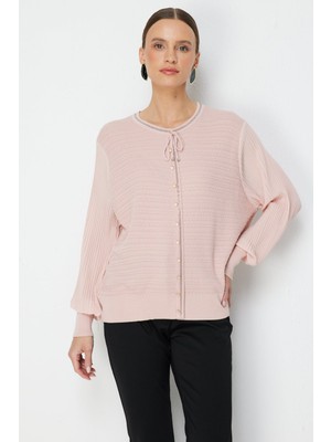 On Kadın Kolları Pileli Kumaşı Desenli Bluz 70449 Pembe