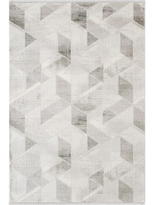 Karmen Halı Arya A02885 Gri Yeşil Akrilik Halı Geometrik Modern Desen Yumuşak Tozuaz Salon Halısı