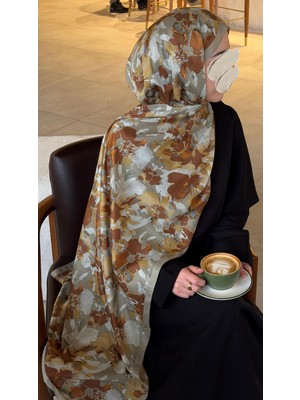 Qalortex Scarf Pamuklu Garden Desen Şal-Küf Yeşil
