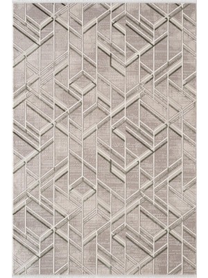 Karmen Halı Mira A02868 Krem Yeşil Halı Akrilik Dekoratif Çizgili Modern Desen Yumuşak Tozuaz Salon Halısı