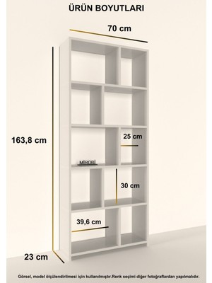 Mirobi Cordoba 5 Raflı 10 Bölmeli Kitaplık Dekoratif Modern Kitaplık, Antrasit