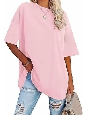 Nigrum Pardus Nıgrum Pardus Yeni Sezon Düz Renk %100 Pamuk Oversize Büyük Beden Kadın Basıc T-Shirt