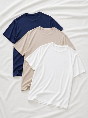 Comstar 3 Adet Erkek Yazlık Baskılı Slim Fit Kısa Kollu Tişört