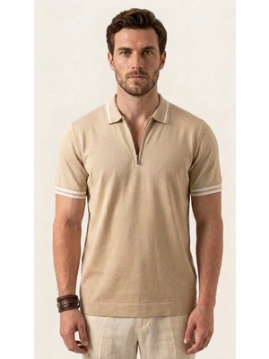 Cosplay Polo Yaka Fermuarlı Kısa Kol Triko
