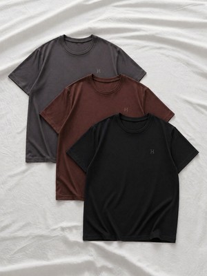Comstar 3 Adet Erkek Yazlık Baskılı Slim Fit Kısa Kollu Tişört