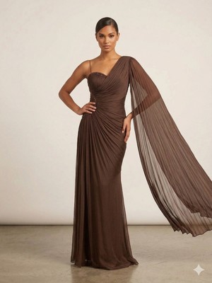 Centilmen For Costume  Kol Detaylı Yarım Straplez Abiye Elbise 9811