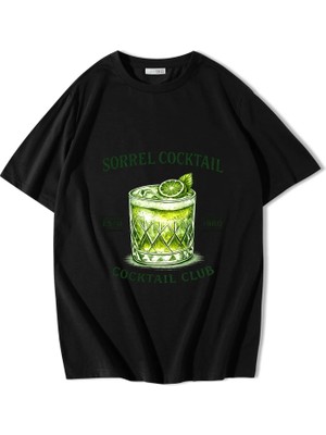 Brz Collection Unisex Oversize Sorrel Cocktail T-Shirt Siyah