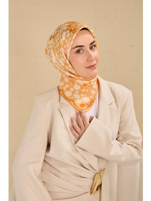 Silk Home Twill Ipek Eşarp Samanyolu Pastel Turuncu 90X90