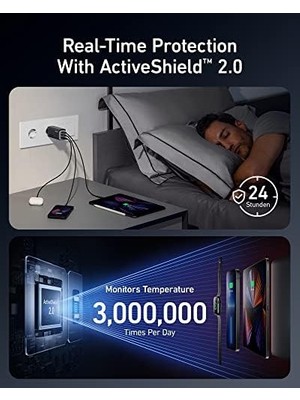Skygo 737 Şarj Cihazı (Ganprime 120W); MacBook Pro/air, iPad Pro, Galaxy S22/S21, Xps 13, 20/10+, 14/13 ve Daha Fazlası Için 3 Bağlantı Noktalı Hızlı Kompakt Duvar Şarj Cihazı