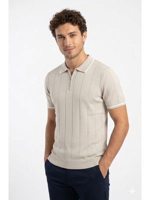 Cazador Erkek Triko Bej Polo Yaka Tshirt 34260