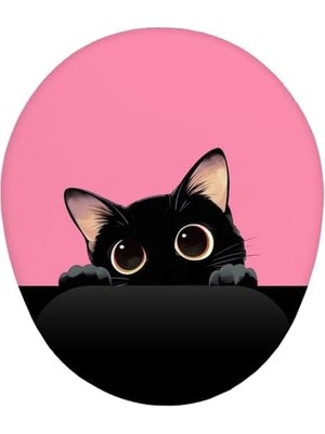 Skygo Pembe Renkli Kedi Tasarım Bilek Destekli Mouse Pad (Pembe)