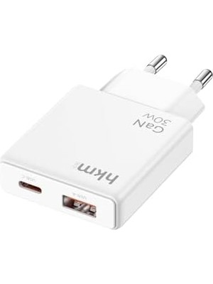 Skygo Extra Slım Gan 30W Usb-A ve Type-C Çift Portlu Hızlı Şarj Aleti, Ultra Ince Güç Adaptörü, Beyaz