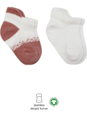 Belirtilmemiş 2'li Penye Sneakers Çorap 20105 Ekru Pudra