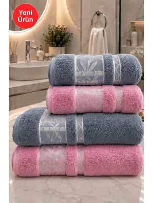 Mela Home Bambu 4'lü Banyo Havlu Seti Hamam Takımı- El ve Yüz Havlusu- Çeyiz - Hediyelik 100% Pamuk