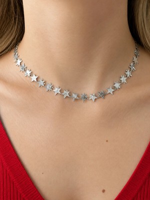 Gizella Takı Yıldız Model Pullu Kolye Silver Çelik Kolye
