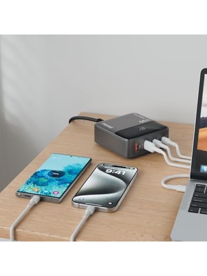 Skygo Hızlı Şarj Cihazı, 65W Gan Hızlı Şarj Adaptörü, Güç Şeridi, 2x Type-C Girişi, 2x USB Girişi, Tam Zamanlı 4 Bağlantı Noktası, Şarj Koruması, Akım Koruması, Yüksek Verimlilik (1.5 Metre)
