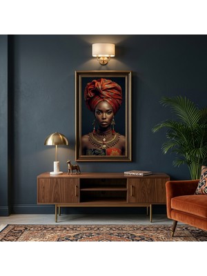 Ti Play Afro Kraliçe Serisi 15 – Afrofütürizm (Canlı Renkler ve Regal Duruş) 33X60 cm Çerçevesiz Pvc Tablo