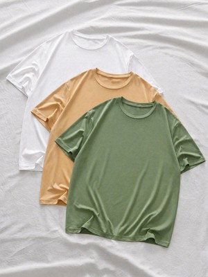 Comstar 3 Adet Erkek Yazlık Basic Kısa Kollu Oversize Tişört