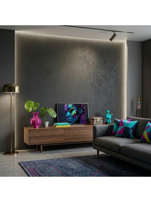 Ti Play Neon Yüzler– Pop Art Kadın  17 (Canlı Renkler ve Asi Duruş) 60X33 cm Çerçevesiz Pvc Tablo