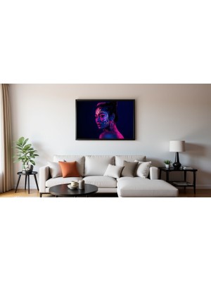 Ti Play Neon Yüzler– Pop Art Kadın  14 (Canlı Renkler ve Asi Duruş) 60X33 cm Çerçevesiz Pvc Tablo