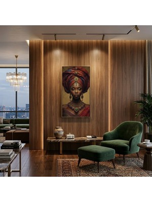Ti Play Afro Kraliçe Serisi 12 – Afrofütürizm (Canlı Renkler ve Regal Duruş) 33X60 cm Çerçevesiz Pvc Tablo