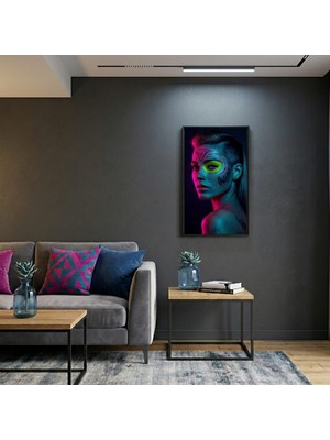 Ti Play Neon Yüzler– Pop Art Kadın  05 (Canlı Renkler ve Asi Duruş) 33X60 cm Çerçevesiz Pvc Tablo
